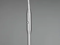 Kleine Stehlampe TOMMY Silber mit Flexarm & Stoffschirm Weiß, Höhe 130cm