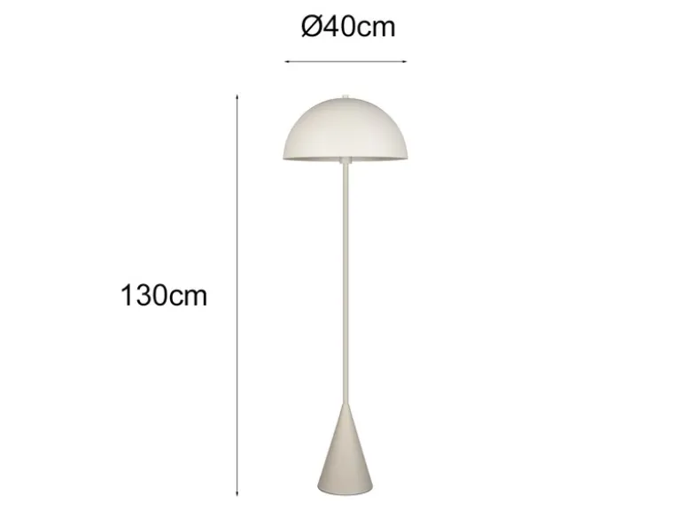 Kleine Stehleuchte ALFIE in Pilzform aus Metall Hellgrau, Höhe 130cm
