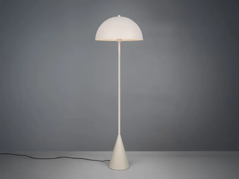 Kleine Stehleuchte ALFIE in Pilzform aus Metall Hellgrau, Höhe 130cm