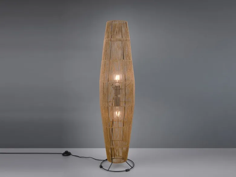 Kleine Stehleuchte MIKI mit Papier Lampenschirm im Boho Stil, Höhe 103cm