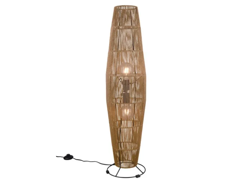 Kleine Stehleuchte MIKI mit Papier Lampenschirm im Boho Stil, Höhe 103cm