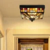 Kleine Tiffany Deckenleuchte bunt für Innen & Außen mit E27 LED, 26 x 26cm