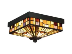 Kleine Tiffany Deckenleuchte bunt für Innen & Außen mit E27 LED, 26 x 26cm