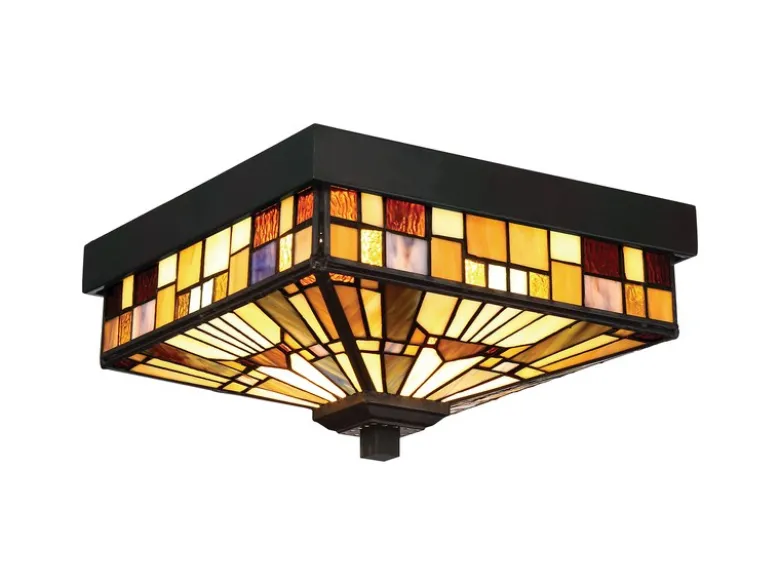 Kleine Tiffany Deckenleuchte bunt für Innen & Außen mit E27 LED, 26 x 26cm