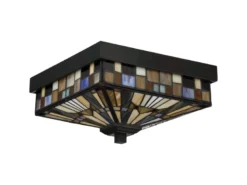 Kleine Tiffany Deckenleuchte bunt für Innen & Außen mit E27 LED, 26 x 26cm