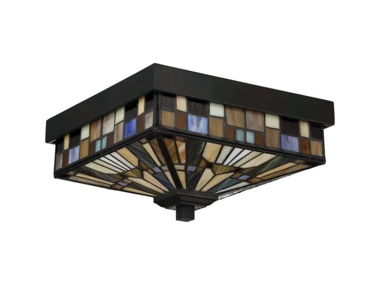 Kleine Tiffany Deckenleuchte bunt für Innen & Außen mit E27 LED, 26 x 26cm