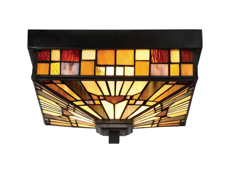 Kleine Tiffany Deckenleuchte bunt für Innen & Außen mit E27 LED, 26 x 26cm