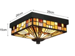 Kleine Tiffany Deckenleuchte bunt für Innen & Außen mit E27 LED, 26 x 26cm