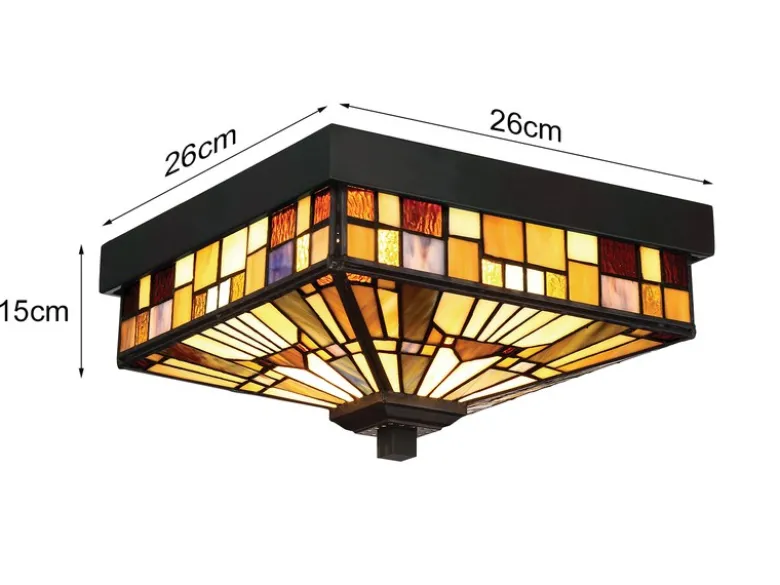 Kleine Tiffany Deckenleuchte bunt für Innen & Außen mit E27 LED, 26 x 26cm