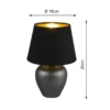Kleine Tischlampe ABBY mit Keramikfuß & Stoffschirm Schwarz Gold, Höhe 26cm