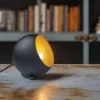 Kleine Tischlampe BILLY rund aus Metall in Schwarz & Gold, Höhe 16cm
