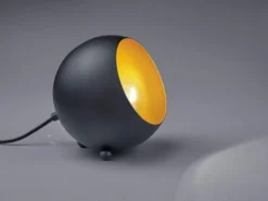 Kleine Tischlampe BILLY rund aus Metall in Schwarz & Gold, Höhe 16cm