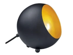 Kleine Tischlampe BILLY rund aus Metall in Schwarz & Gold, Höhe 16cm