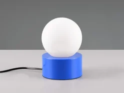 Kleine Tischlampe COUNTESS Blau mit Touchfunktion & Glaskugel, Höhe 17cm