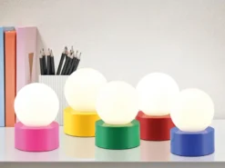 Kleine Tischlampe COUNTESS Blau mit Touchfunktion & Glaskugel, Höhe 17cm