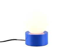 Kleine Tischlampe COUNTESS Blau mit Touchfunktion & Glaskugel, Höhe 17cm