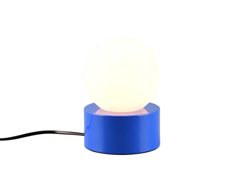 Kleine Tischlampe COUNTESS Blau mit Touchfunktion & Glaskugel, Höhe 17cm