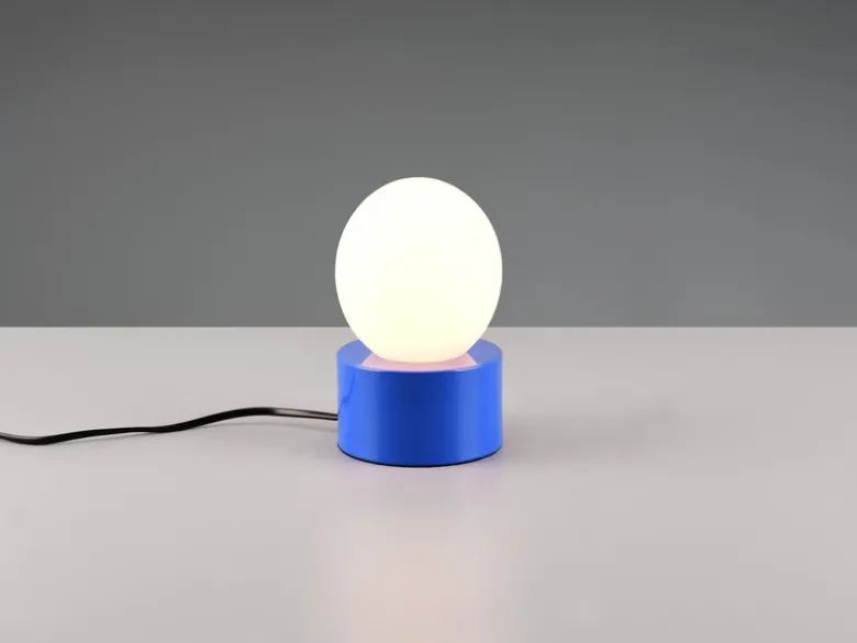Kleine Tischlampe COUNTESS Blau mit Touchfunktion & Glaskugel, Höhe 17cm