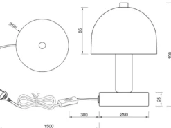 Kleine Tischlampe GLENN aus Metall Weiß in Pilzform mit Glasschirm, Höhe 19cm