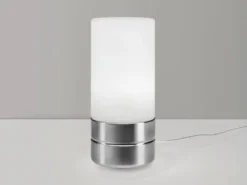 Kleine Tischlampe SARNO mit Touch Dimmer und E14 Glasschirm, Höhe 20cm