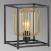 Kleine Tischlampe Schwarz Gold mit LED dimmbar, Quadrat 23cm