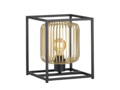 Kleine Tischlampe Schwarz Gold mit LED dimmbar, Quadrat 23cm