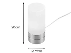 Kleine Tischlampe touch dimmbar mit Glasschirm Weiß & E14 LED, Höhe 20cm