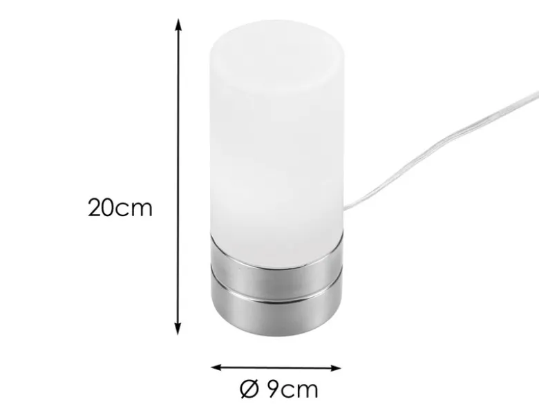 Kleine Tischlampe touch dimmbar mit Glasschirm Weiß & E14 LED, Höhe 20cm