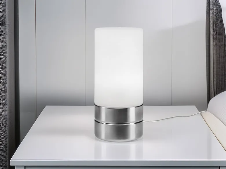 Kleine Tischlampe touch dimmbar mit Glasschirm Weiß & E14 LED, Höhe 20cm