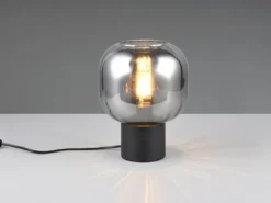 Kleine Tischleuchte DIVA mit Glasschirm Chrom bedampft, Höhe 26cm