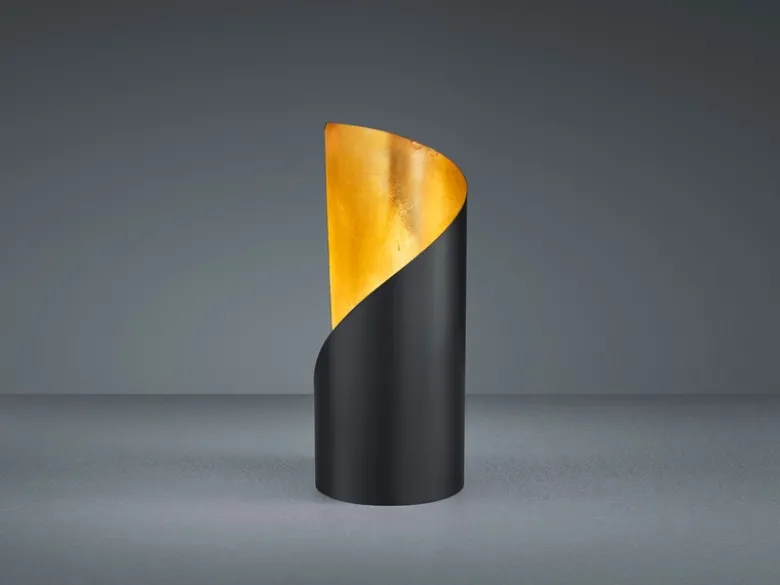 Kleine Tischleuchte FRANK 1-flammig Metall Schwarz matt / Gold, Höhe 24cm