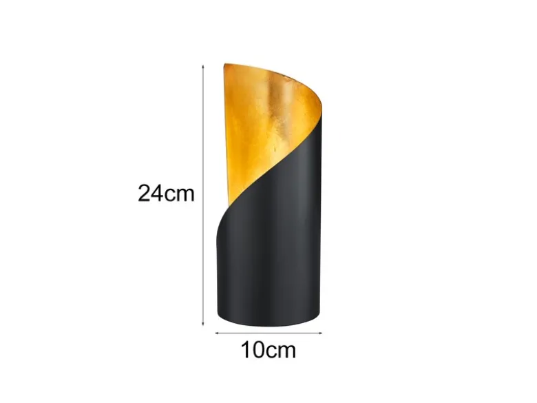 Kleine Tischleuchte FRANK 1-flammig Metall Schwarz matt / Gold, Höhe 24cm