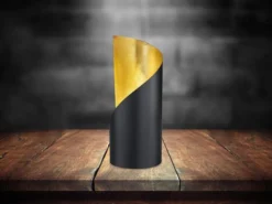 Kleine Tischleuchte FRANK 1-flammig Metall Schwarz matt / Gold, Höhe 24cm