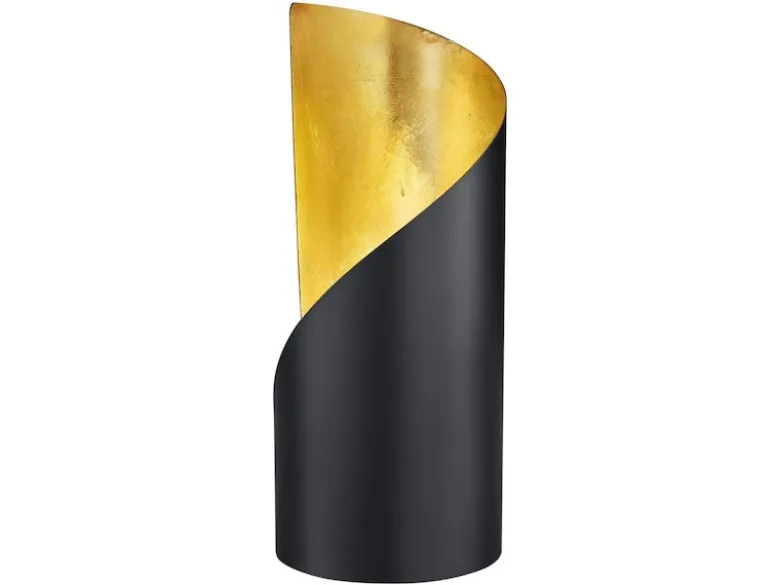 Kleine Tischleuchte FRANK 1-flammig Metall Schwarz matt / Gold, Höhe 24cm