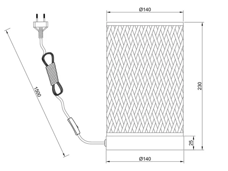 Kleine Tischleuchte LAURENT Korbgeflecht Lampenschirm aus Bambus, Höhe 23cm
