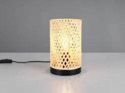 Kleine Tischleuchte LAURENT Korbgeflecht Lampenschirm aus Bambus, Höhe 23cm