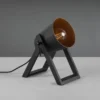 Kleine Tischleuchte MARC Naturholz Metallschirm Schwarz/Gold, Höhe 21cm