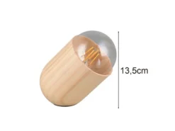 Kleine Tischleuchte NARA oval aus hellem Naturholz, Höhe 13,5cm