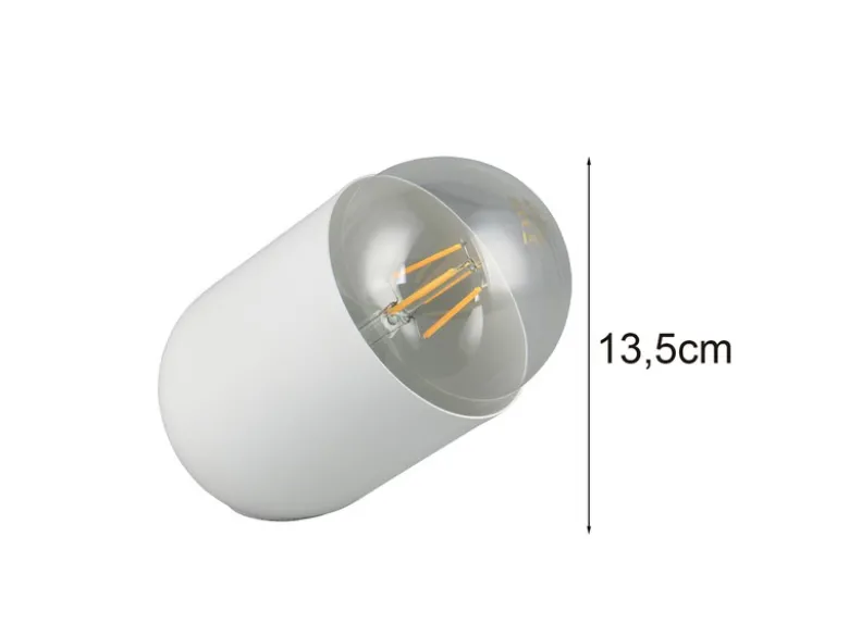 Kleine Tischleuchte NARA oval aus Metall in Weiß, Höhe 13,5cm