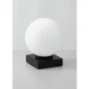 Kleine Tischleuchte PLUTO Sockel Schwarz - Kugel Opalglas Weiß, Höhe 17,5cm