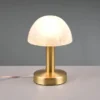 Kleine Touch Tischlampe FYNN II Messing & E14 Glasschirm Weiß, Höhe 21cm