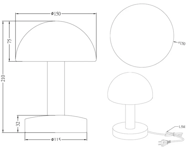 Kleine Touch Tischlampe FYNN II Messing & E14 Glasschirm Weiß, Höhe 21cm