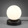 Kleine Touch Tischlampe PRINZ II Schwarz mit Glas Kugel Weiß, Höhe 15cm