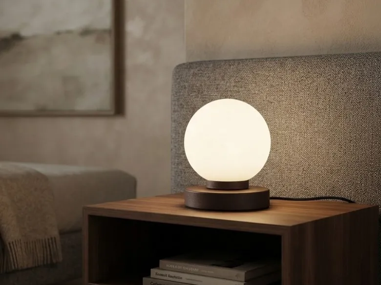 Kleine Touch Tischleuchte Rostoptik mit Glas Kugel Weiß & E14 LED, Höhe 15cm