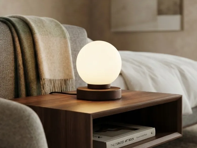 Kleine Touch Tischleuchte Rostoptik mit Glas Kugel Weiß & E14 LED, Höhe 15cm
