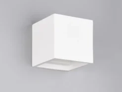 Kleine Wandleuchte DADI aus Gips mit Up and Down Lichteffekt, Würfel 11,5cm