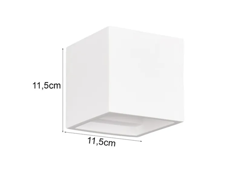 Kleine Wandleuchte DADI aus Gips mit Up and Down Lichteffekt, Würfel 11,5cm