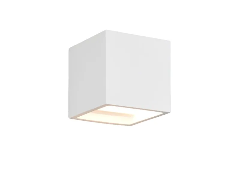 Kleine Wandleuchte DADI aus Gips mit Up and Down Lichteffekt, Würfel 11,5cm