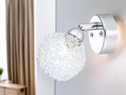 Kleine Wandleuchte ORINA mit Kugel Schirm aus Drahtgeflecht, Höhe 12,5cm