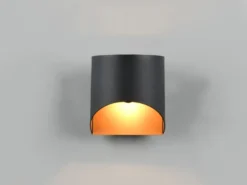 Kleine Wandleuchte SAMDEL Up and Down aus Metall Schwarz Gold, Höhe 10cm